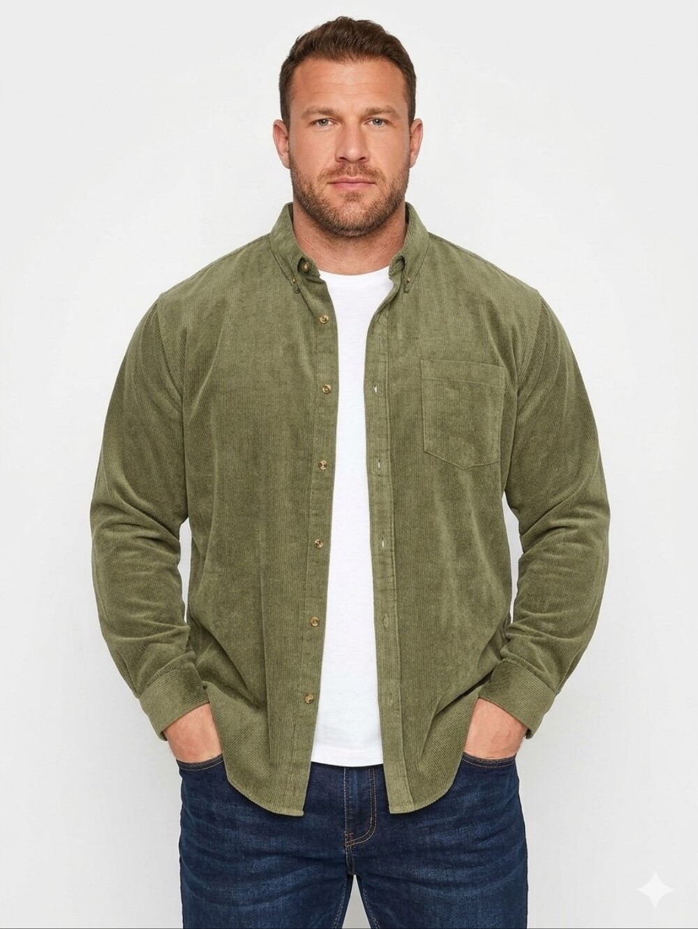 Olive Green Casual Button Down Shirt